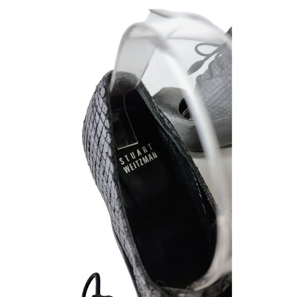 Stuart Weitzman Snake Leather Platform Peeptoe Lace-Up Stilettos Heels Size 37 - Picture 13 of 15